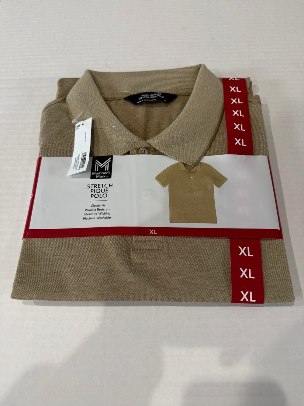Member’s Mark Men's Stretch Pique Polo Shirt - Khaki size xl
